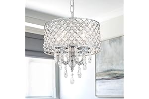 VILUXY Rustic Crystal Drum Chandelier