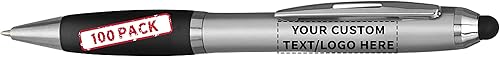 Juego de 100 bolígrafos personalizados, tinta negra, ideal para oficina, escuela, negocios, ferias comerciales, eventos, color negro
