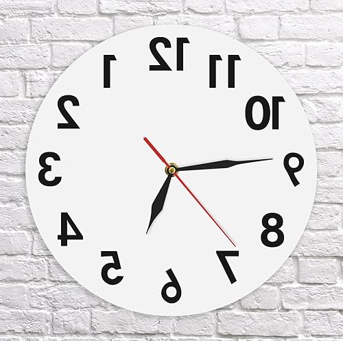 Miniatura 9 de The Geeky Days Reloj de pared hacia atrás, sin tictac, reloj de pared de 12 pulgadas, funciona con pilas, arte creativo, decoración de pared, reloj