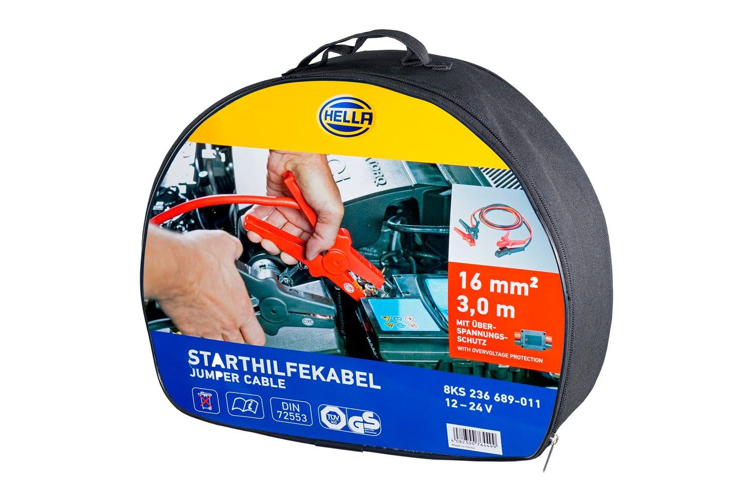HELLA 8KS 236 689-011 Cable de empalme para arranque - 12/24V - 220A - Cable: 3m - con protección contra sobretensiones