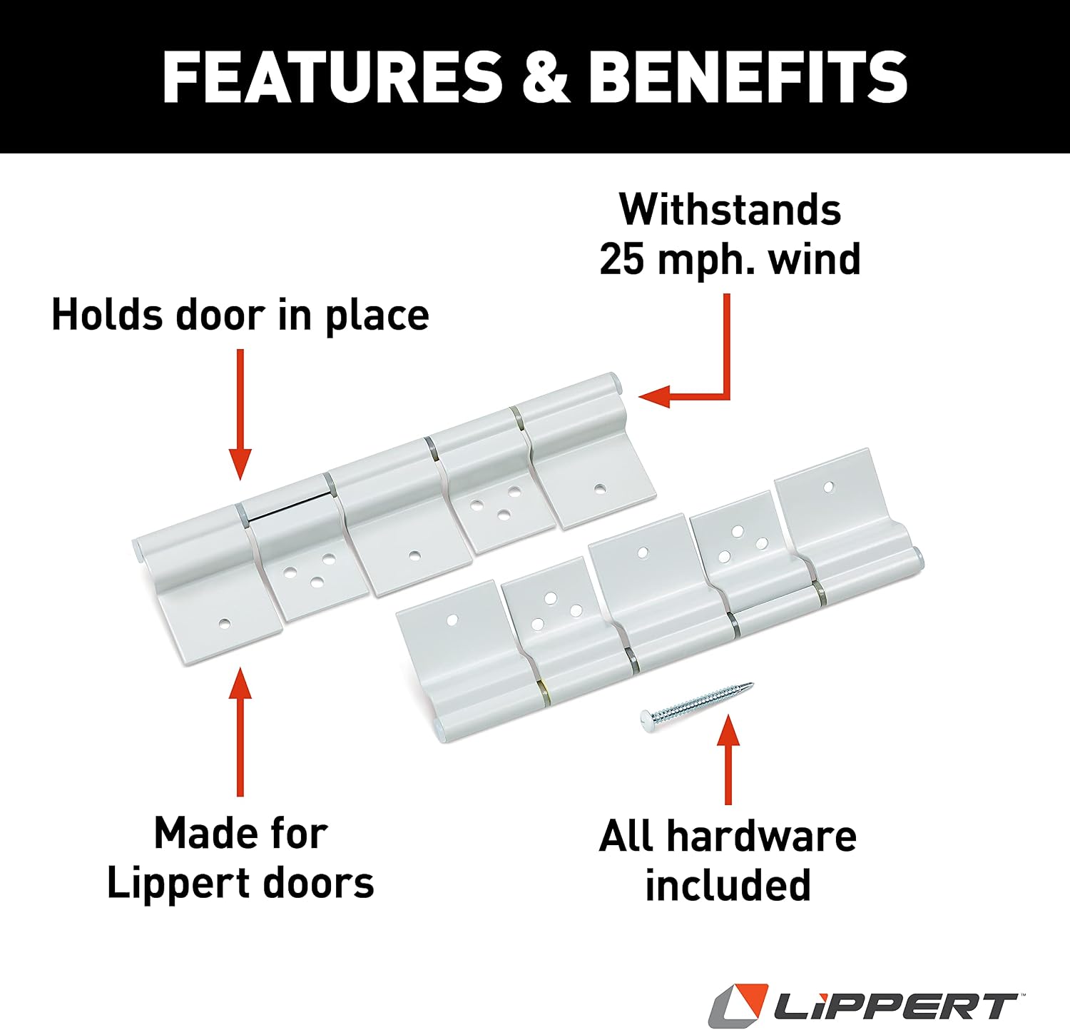Lippert RV Entry Door Friction Hinge Kit for 5th Wheel, Travel Trailer and Motorhome