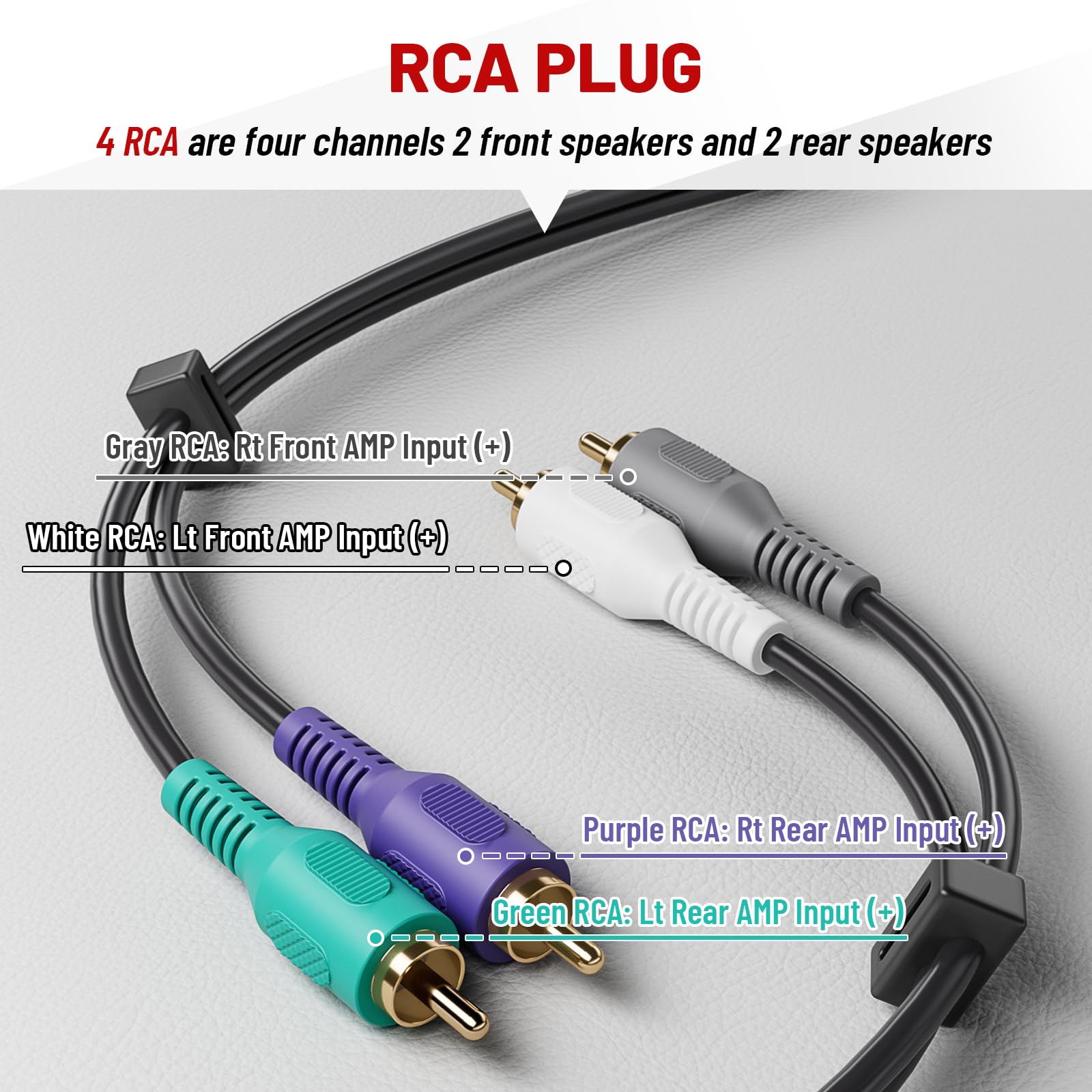 Amazon.com: RED WOLF Car Wiring w/RCA Plug Amplifier Integration