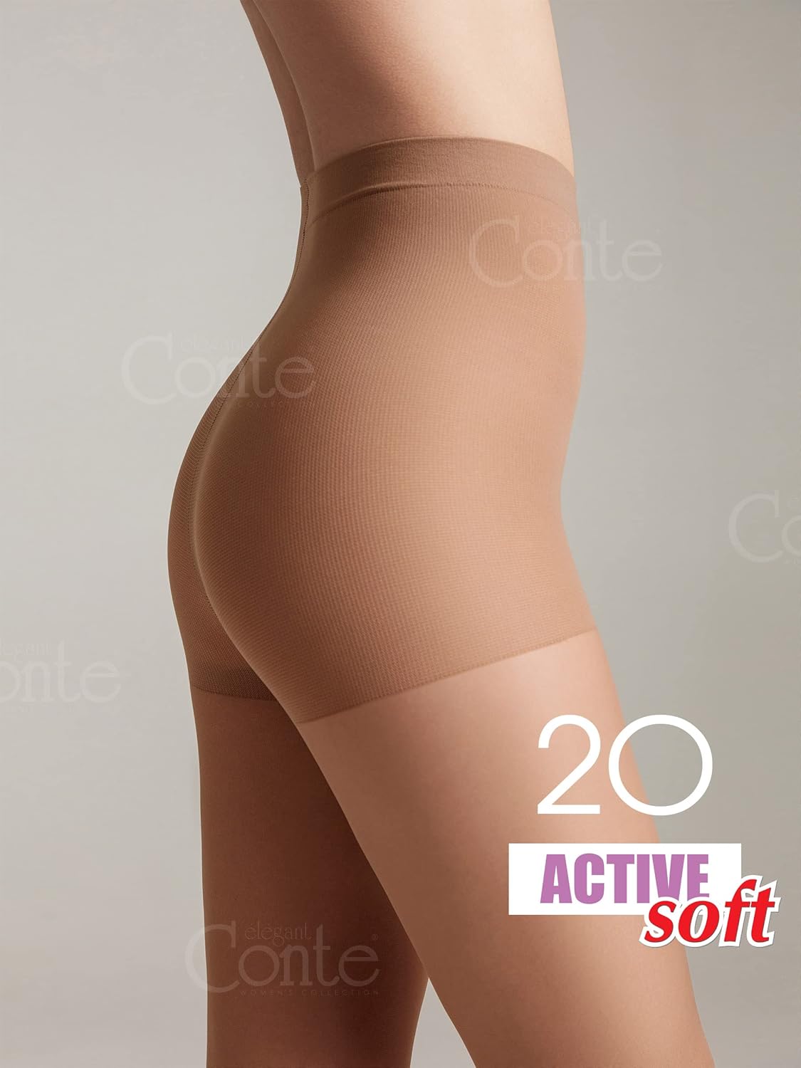 Conte Sheer Full Support Control Top Pantyhose Tights with Vitamin E for Sensitive Skin Active Soft 20 Den - Image 4
