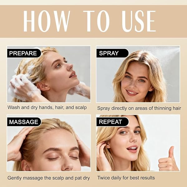 2 Stück Hair Growth Spray mit Holz Massagekamm 50ML Haarwachstum Spray Hair Growth Serum Haarwachstum Beschleunigt Reduziert Haarausfall bei Männern & Frauen - 4