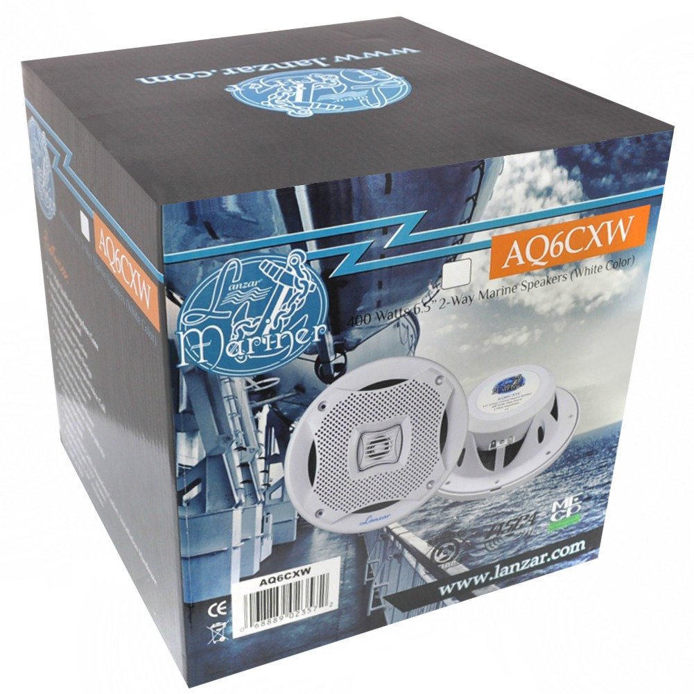 LANZAR 2 AQ6CXW diffusori a 2 vie bianchi 200 watt rms 400 watt max 19,5 cm 6,5" camper mare piscina barca ristorante hotel impermeabili, a coppia