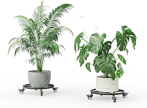 Miniatura 5 de Zhongma Carrito de plantas de 18.1 pulgadas con ruedas, construcción resistente, capacidad de 300 libras, ruedas de carga con frenos