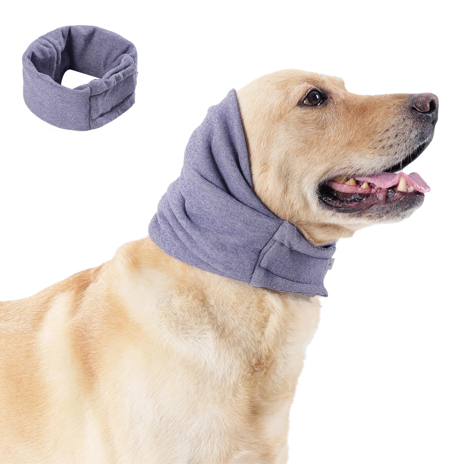 Dog Ear Cover, Comfort Dogs Hoodie for Anxiety, Adjustable Ear Wraps Muffs for Noise Protection, Purple L