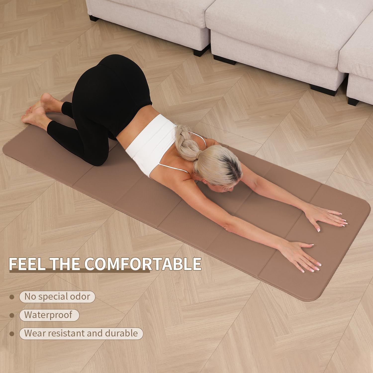 Foldable Yoga Mat - 10mm Extra Thick, 75"26" Non-Slip Exercise Fitness Mat | SGS Eco-Certified, Portable for Yoga/Pilates/Studio/Home Workout - Image 6