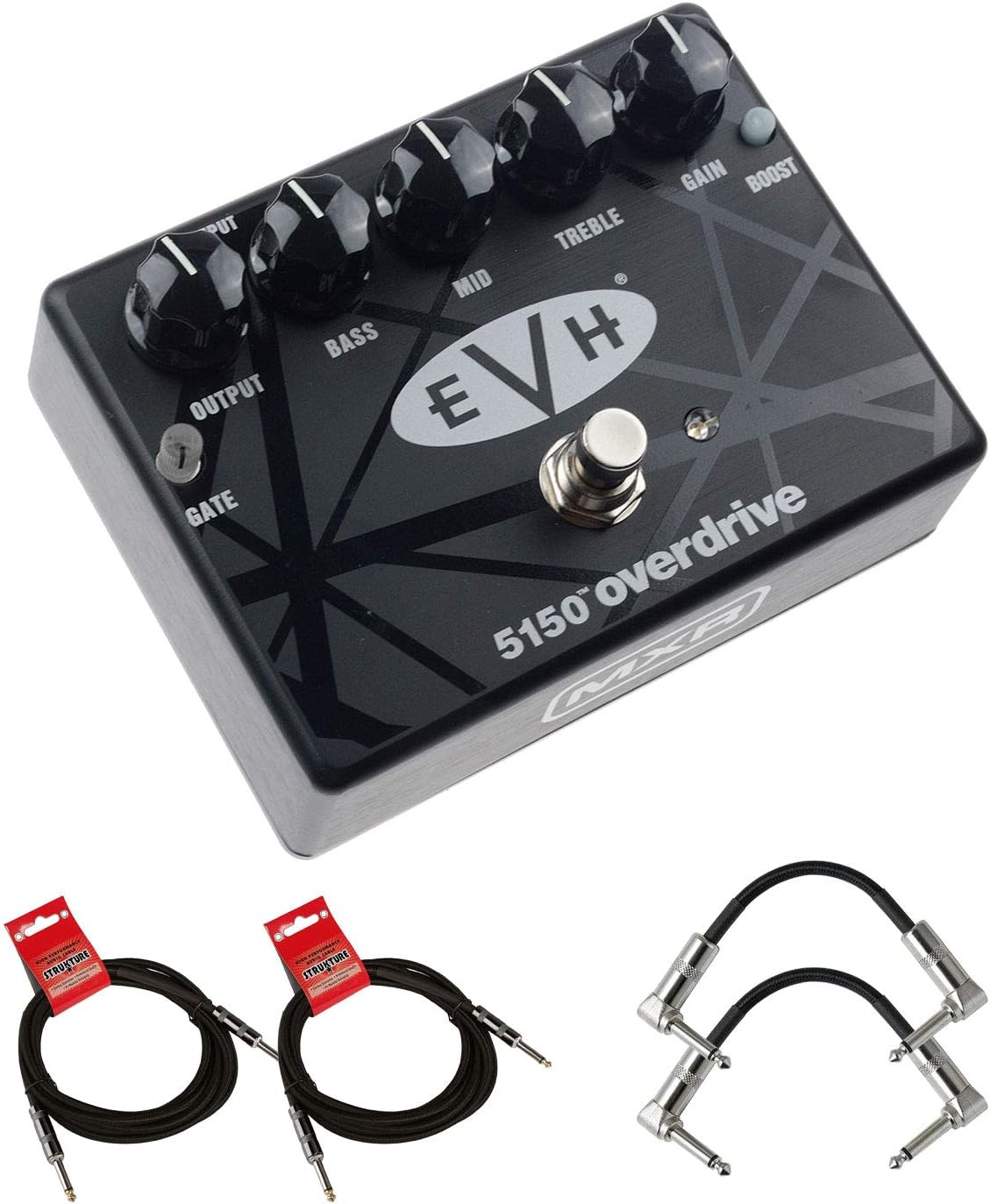 MXR EVH 5150 Eddie Van Halen Overdrive Analog Guitar Effect Pedal Bundle with 4 Cables