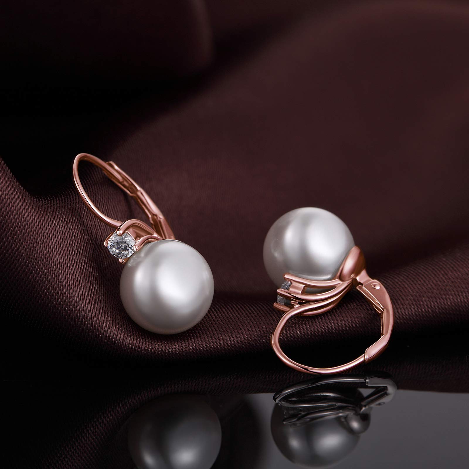 Jiahanzb Orecchini di Perle da Austria 10mm in Sterlina Argento 925 Anallergici Pendenti Orecchini i per Donna