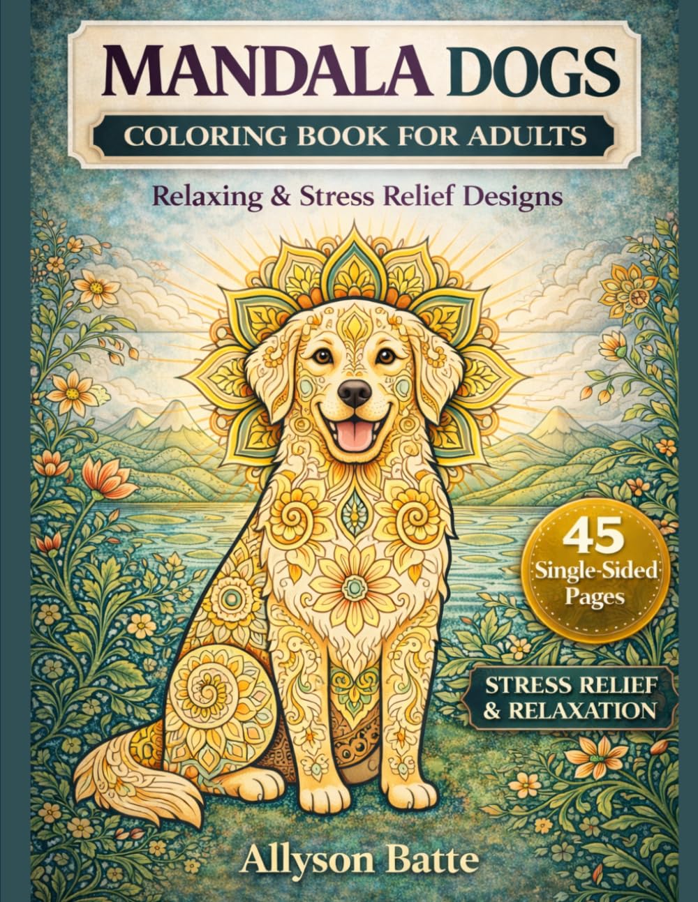 Dog Mandala Coloring Book for Adults: 45 Unique Dog Designs with Intricate Patterns, Breeds, and Relaxing Scenes