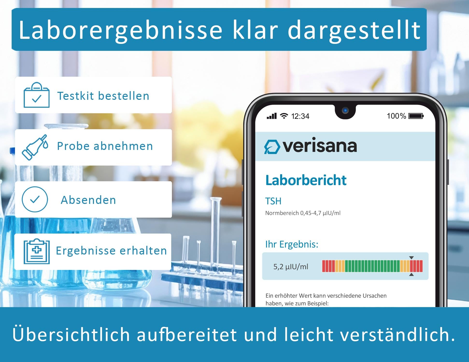 Test TSH – Test di disturbo tiroidea – analisi di laboratorio del valore TSH semplice e comodo da casa – Verisana