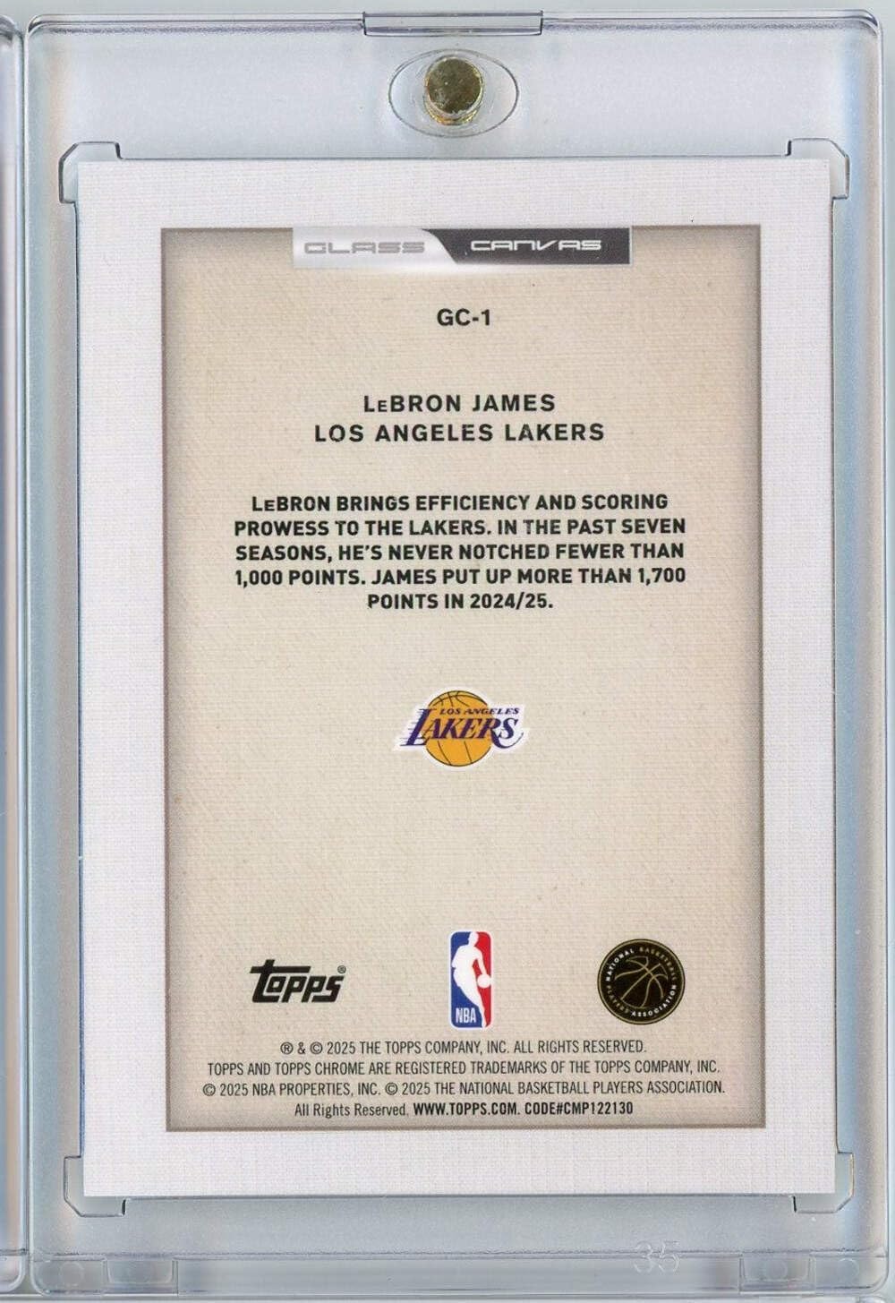 2025 Topps Chrome Glass Canvas LeBron James #GC1 Los Angeles Lakers Basketball Card