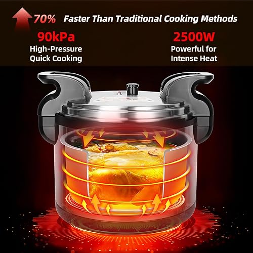 Miniatura 5 de Olla a presión eléctrica comercial de 26.4 cuartos de galón, olla a presión grande de acero inoxidable de 208-240 V 2500 W, olla de cocción lenta