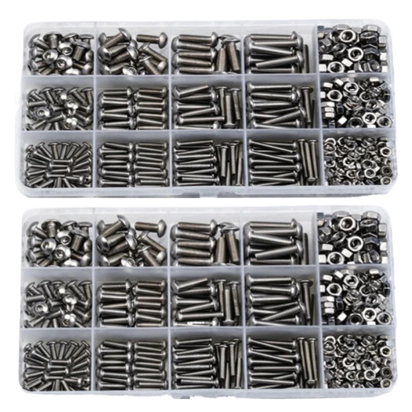 Juego de pernos y tuercas de 515 Uds M3 M4 M5 tornillos de cabeza de botón hexagonal de acero inoxidable Kit surtido de tornillos