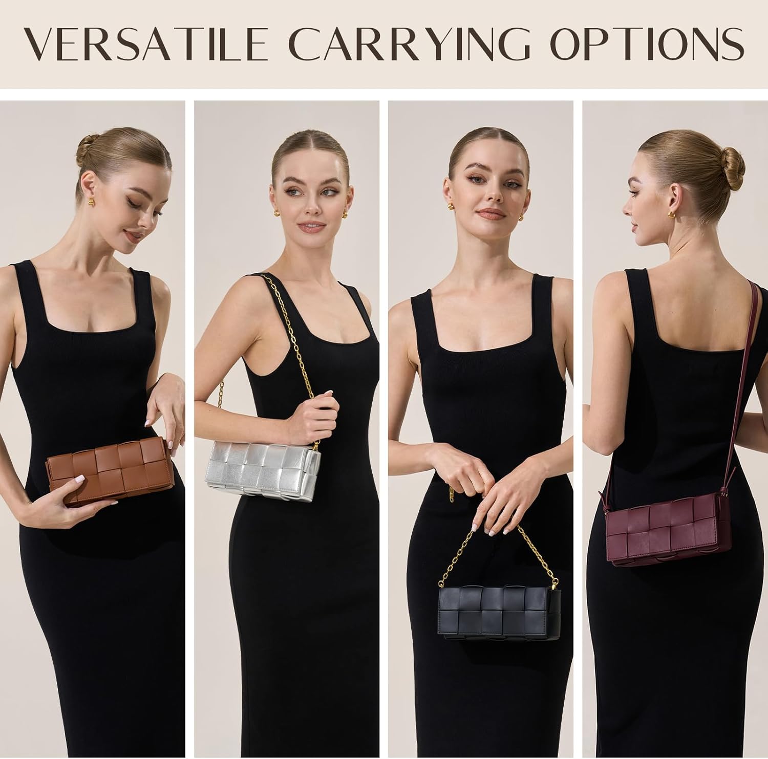 CHUNLI Woven Clutch Purses for Women - Sleek Shoulder Handbag for Evening, Formal Events, Wedding, Party, Special Occasions - Image 5