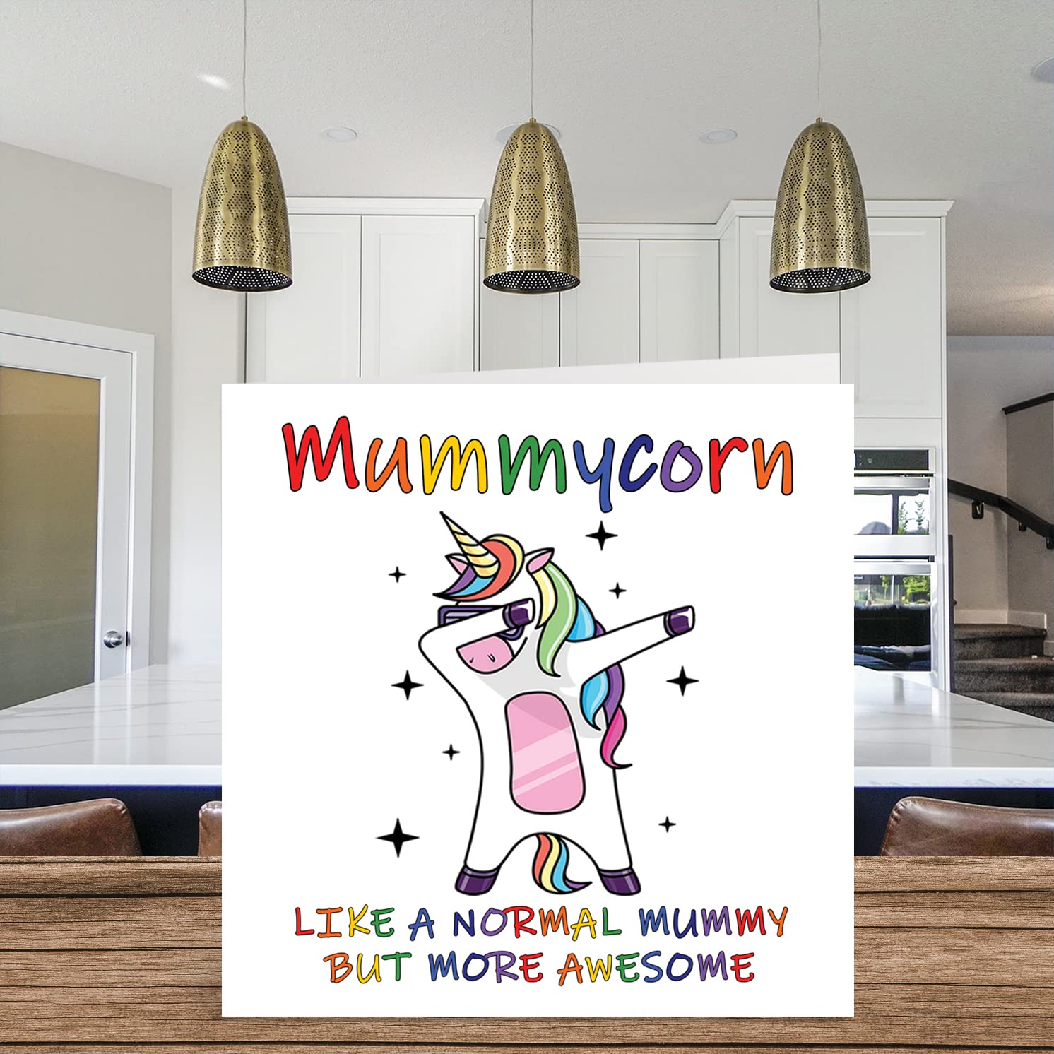 Kartki urodzinowe dla mamy - mumicorn - kartka urodzinowa mamy od córki syna, 'Happy Birthday', kartka urodzinowa dla mamy jednorożca, 145 mm x 145 mm Dzień Matki mamy śmieszne kartki okolicznościowe