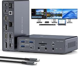 USB C Docking Station 3 Monitore mit DisplayLink, Triple 4K@60Hz Dockingstation für MacBook Pro/Air M5 M4 M3 M2 M1 & Windows Laptop, 19-in-1 USB-C Dock mit 2 HDMI 2 DisplayPort, 100W PD, USB 3.2