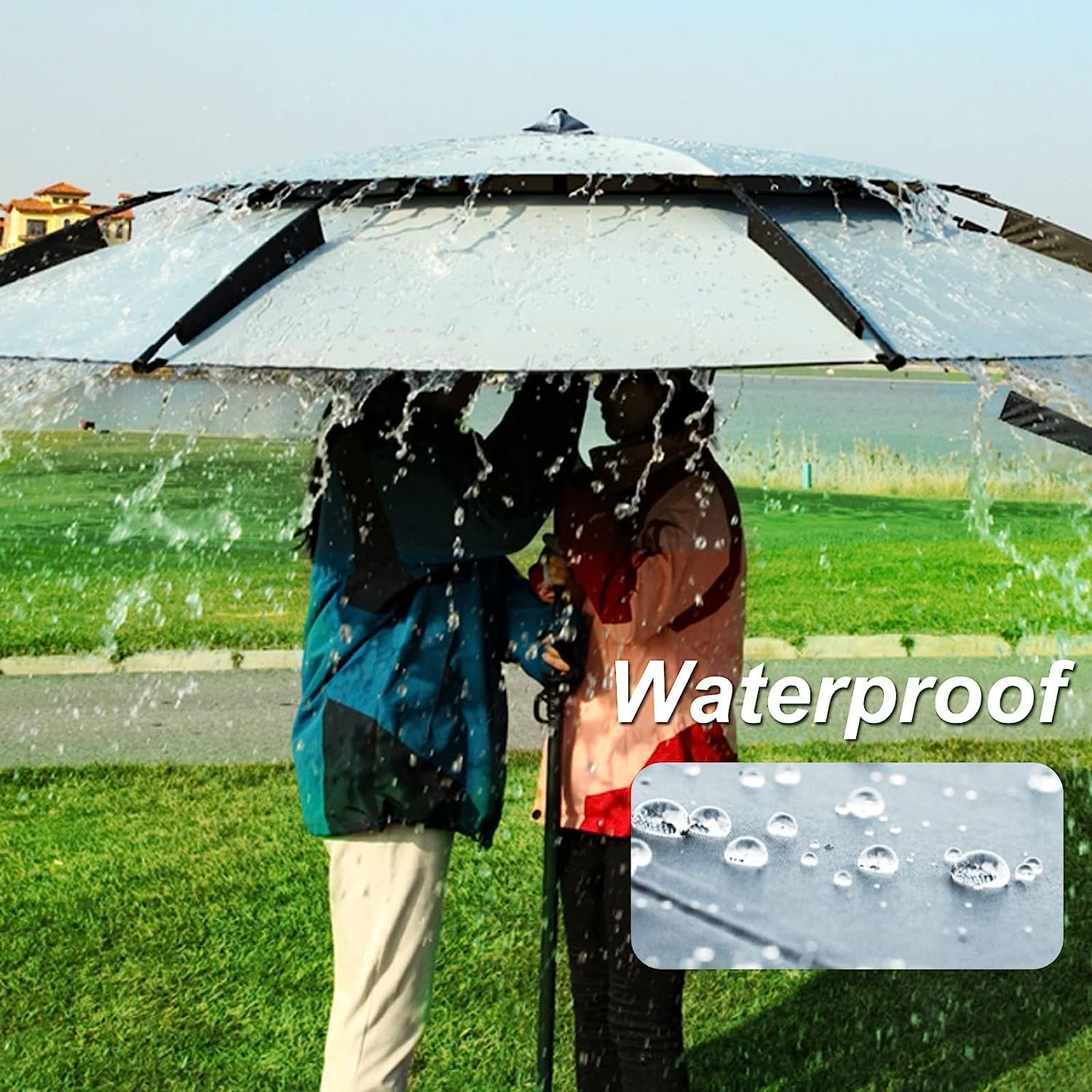 Round Patio Umbrella, Portable 360° Universal Rotation Beach Umbrella, Outdoor Umbrella for Patio/Pool/Fishing/Park(220cm/7.2ft)