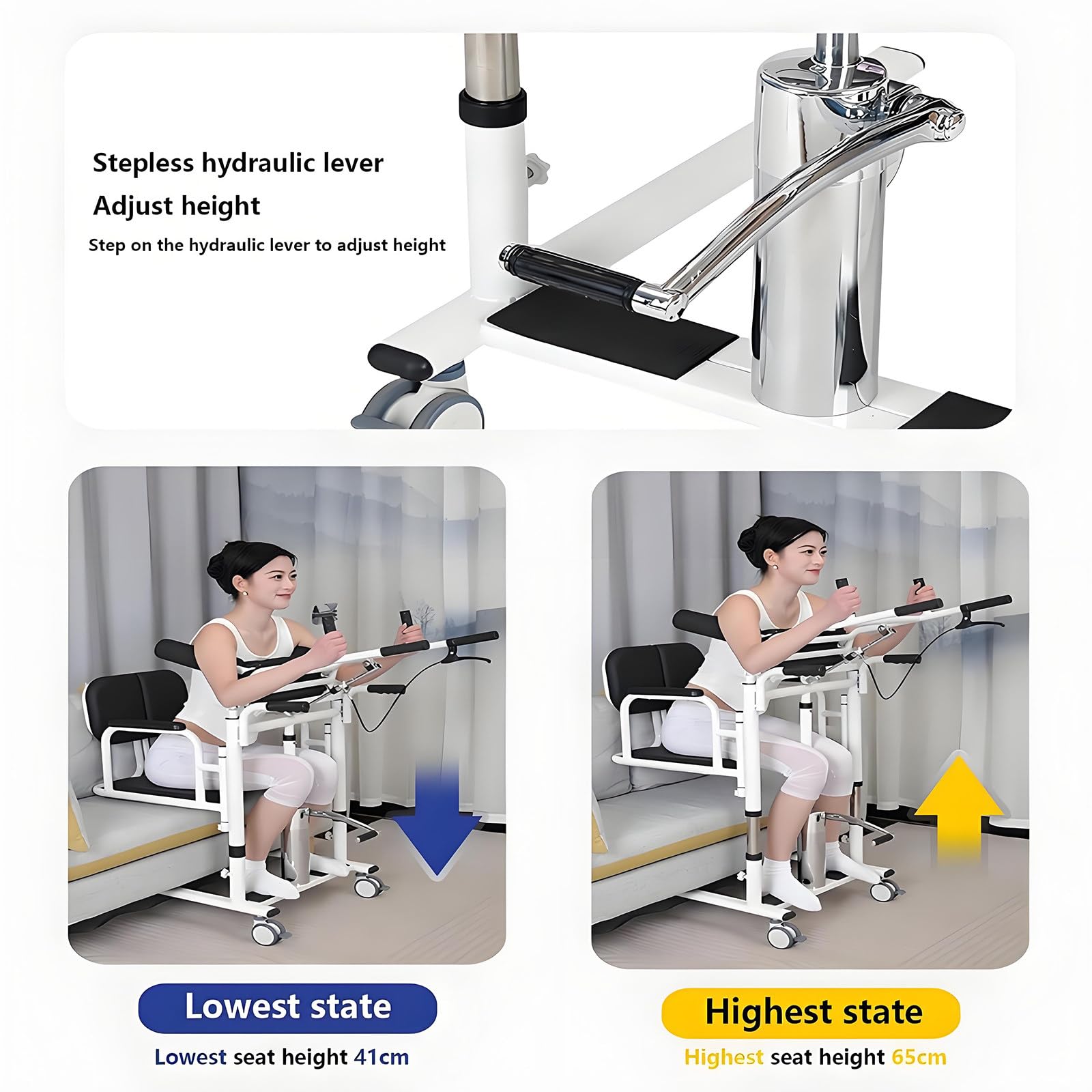 Silla De Traslado con Elevador De Pacientes para El Hogar, Silla De Ruedas Hidráulica con Elevador De Pacientes, Máquina De Traslado Multifuncional, Silla De Enfermería Orange
