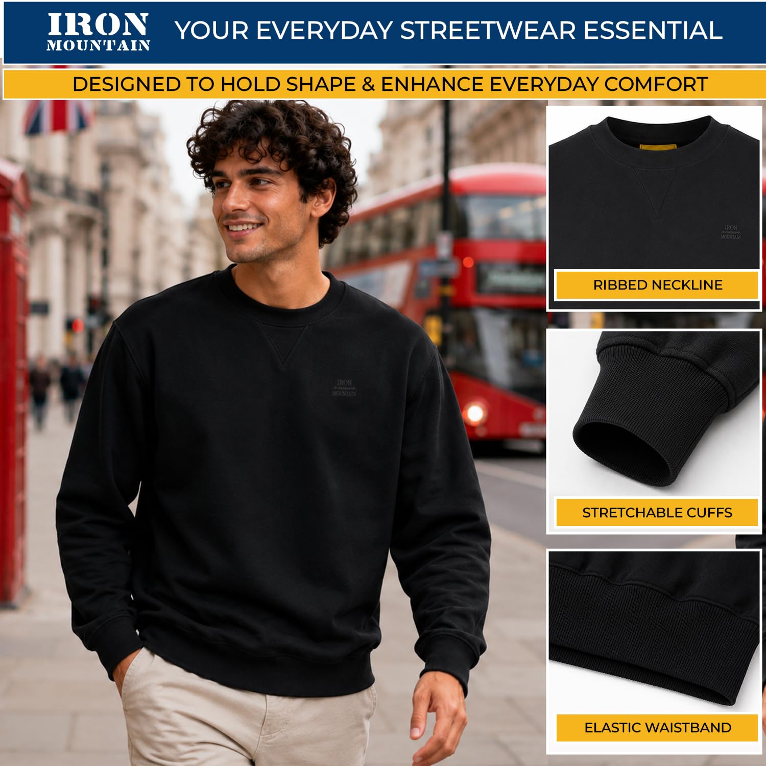Iron Mountain IMSWT205 vêtements de travail Sweat-shirt ras du cou anti-boulochage en polaire douce pour homme