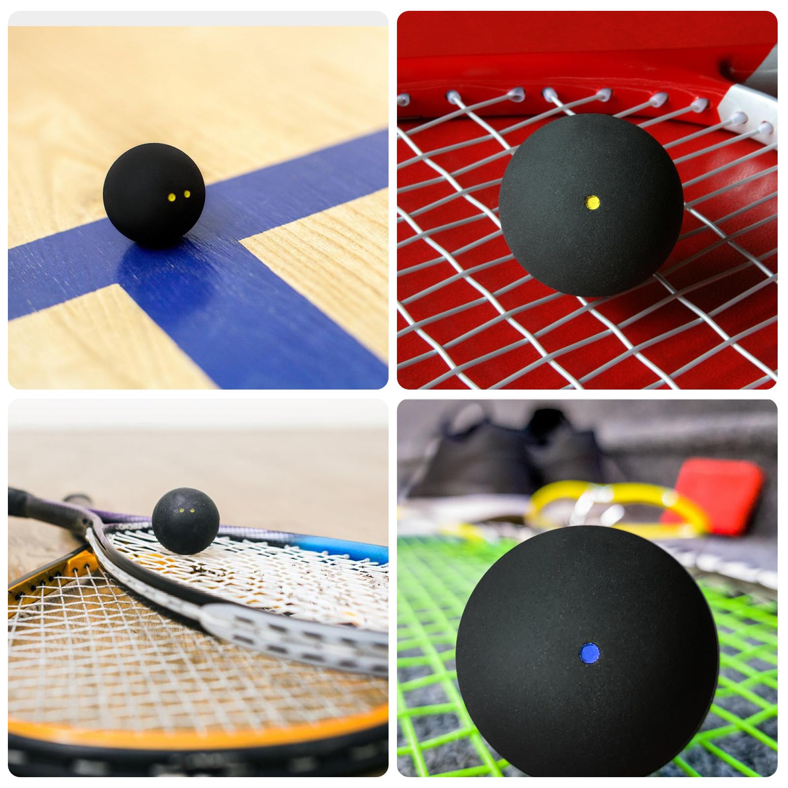 SUNOYA Juego de 4 pelotas de squash de goma de alto rebote para entrenamiento