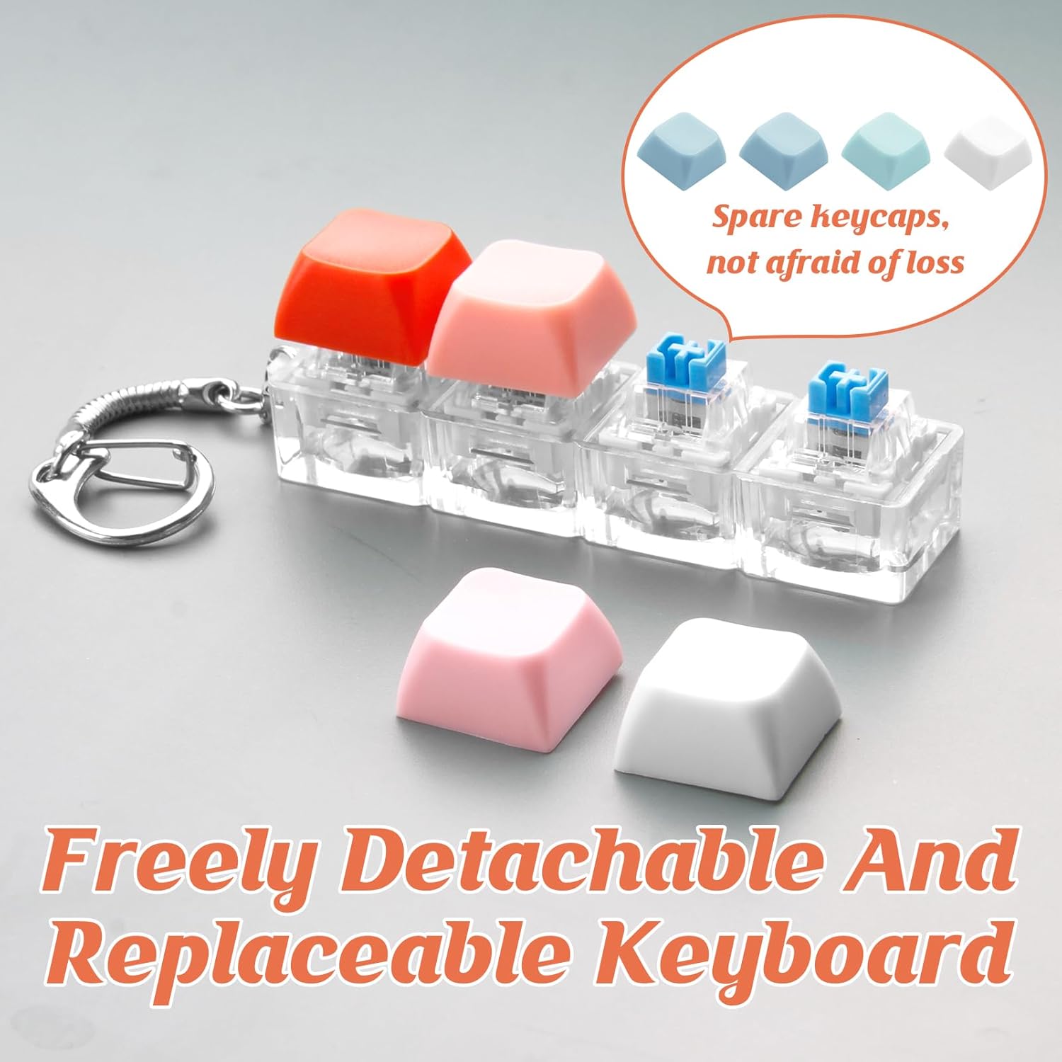 Keyboard Fidget Toy,Colorful Fidget Clicker Keyboard Keychain,Button Stress Relief Gifts for Adults to Relieve Stress,Finger Decompression Toys for Office Pass The Time (2 4-Key Keyboard)