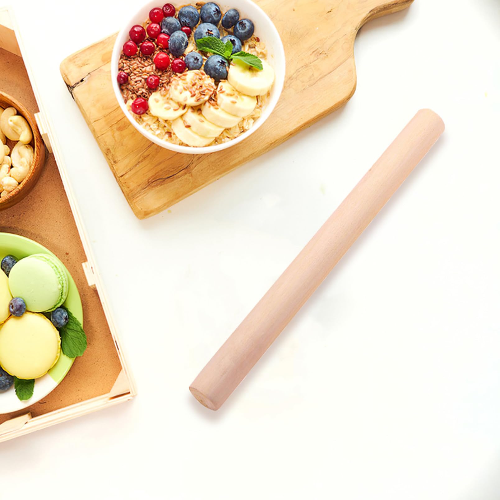 PACKOVE Rodillo de Madera para Repostería 10 Piezas Superficie Lisa sin Rebabas, Adecuado para Masa de Galletas y Panadería, Color Caqui Resistente y Práctico
