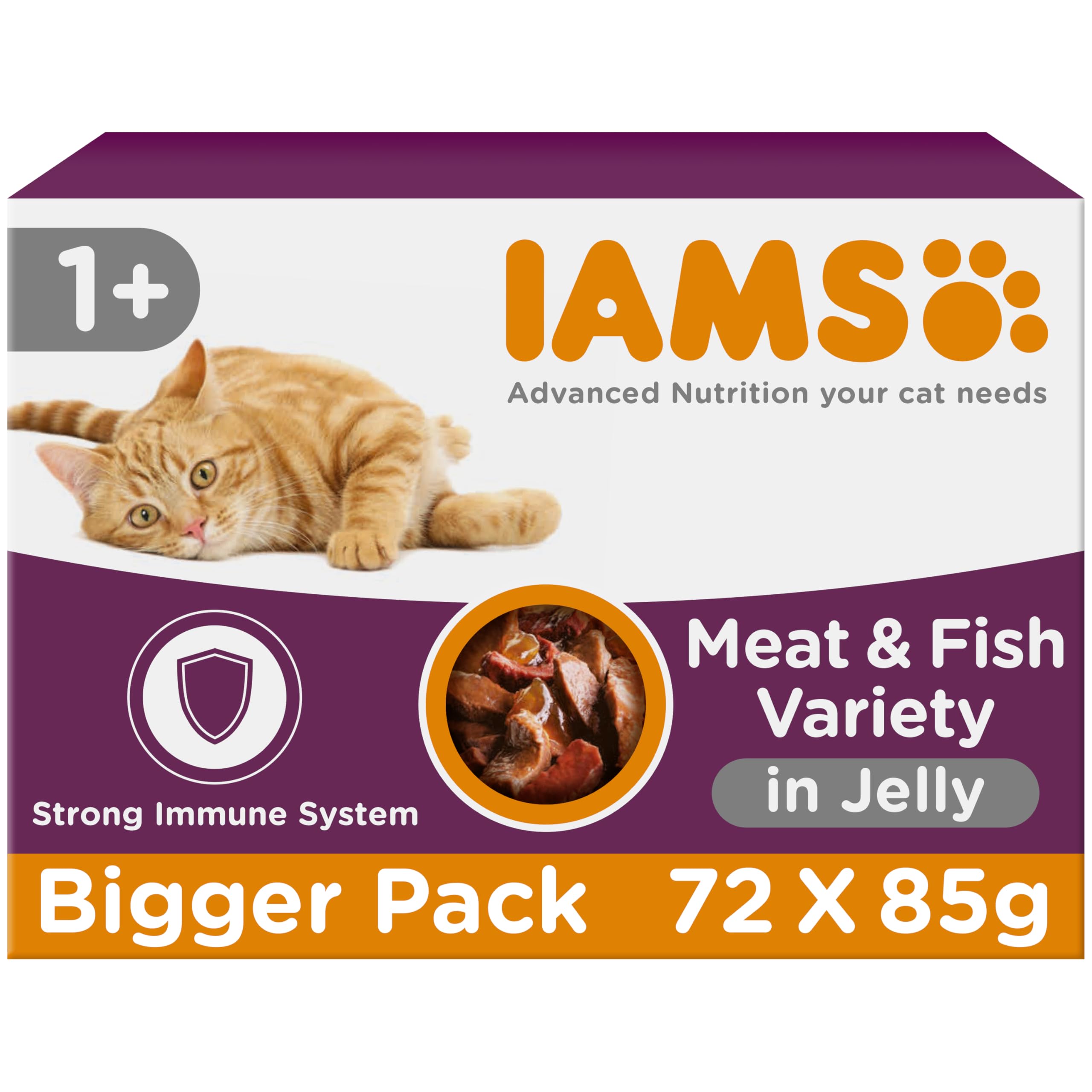 Adult Wet Cat Food Land & Sea in Jelly 72 x 85g