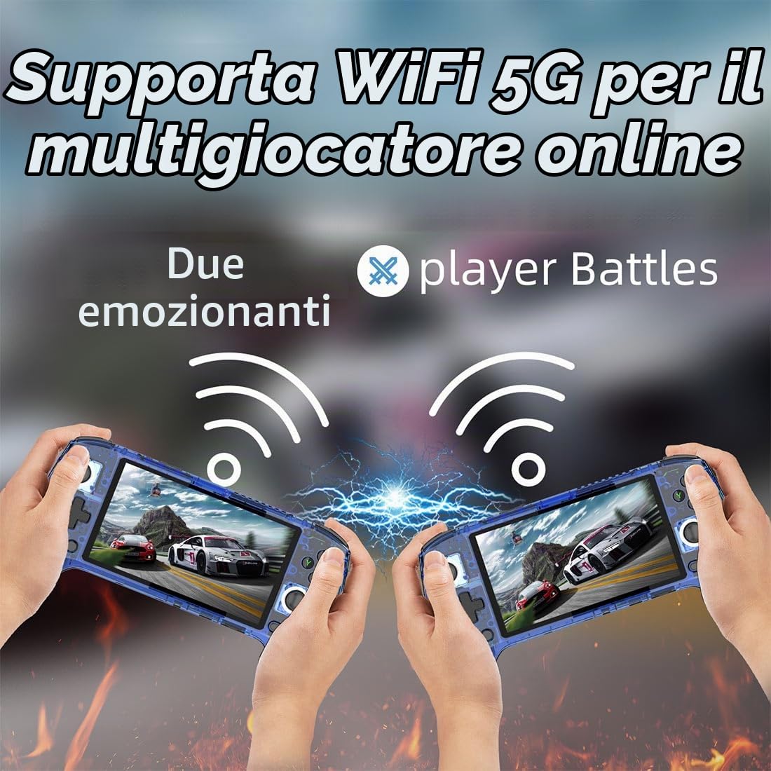 ANBERNIC RG556 Console da Gioco Portatile Retrò con 4000+Classic Games, 5.48 IPS AMOLED Screen Console di gioco Android Regalo per Bambini Adulti ((4+128G)+128G)