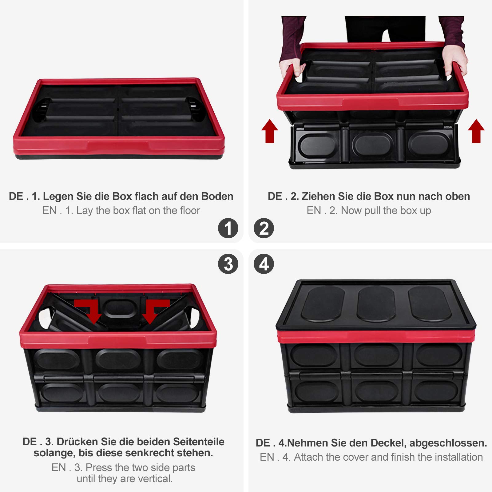 Yorbay Collapsible Storage Box Crate with Lid and Handle, 2 Pack