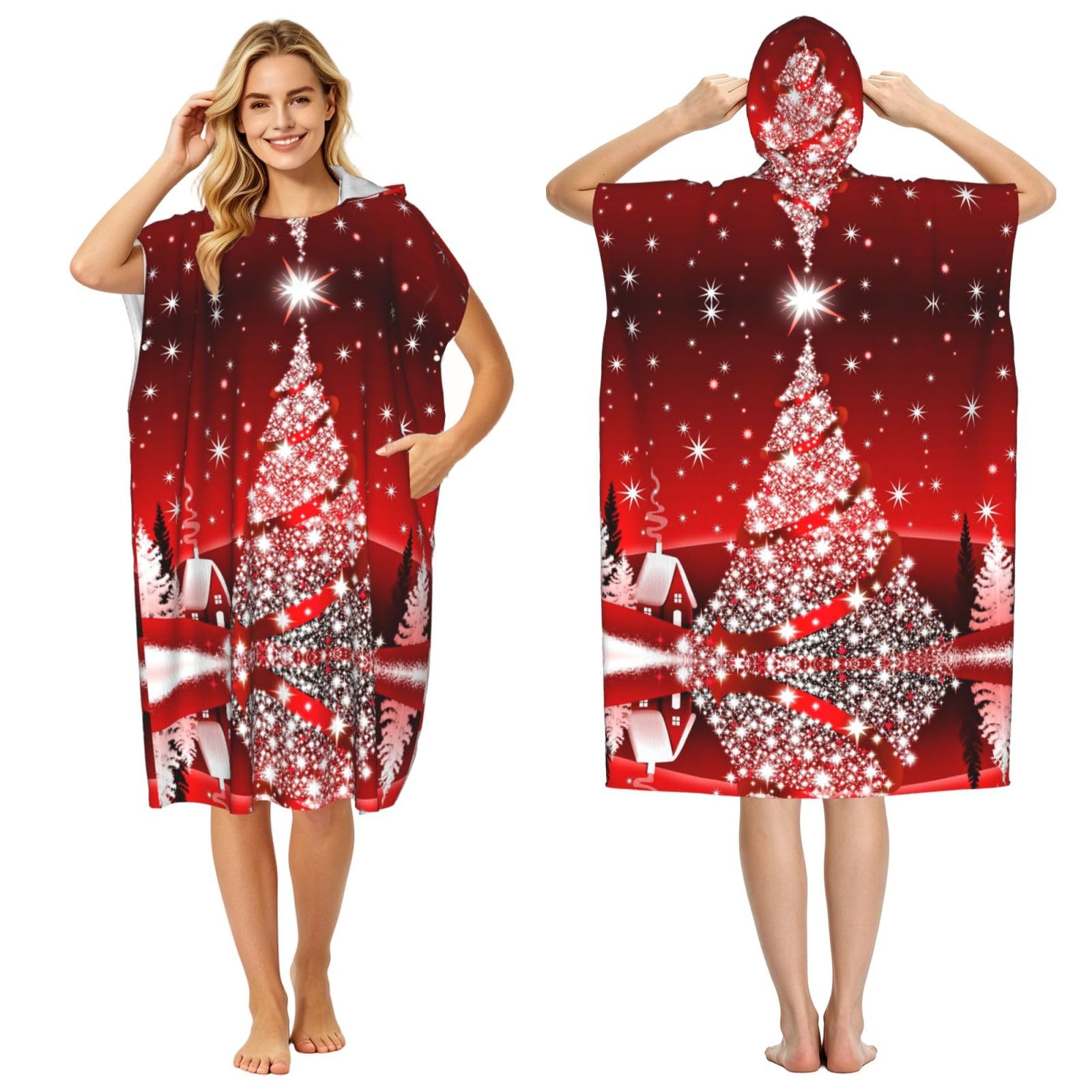 Peignoir à capuche de plage et piscine : poncho séchage rapide pour femme et homme
