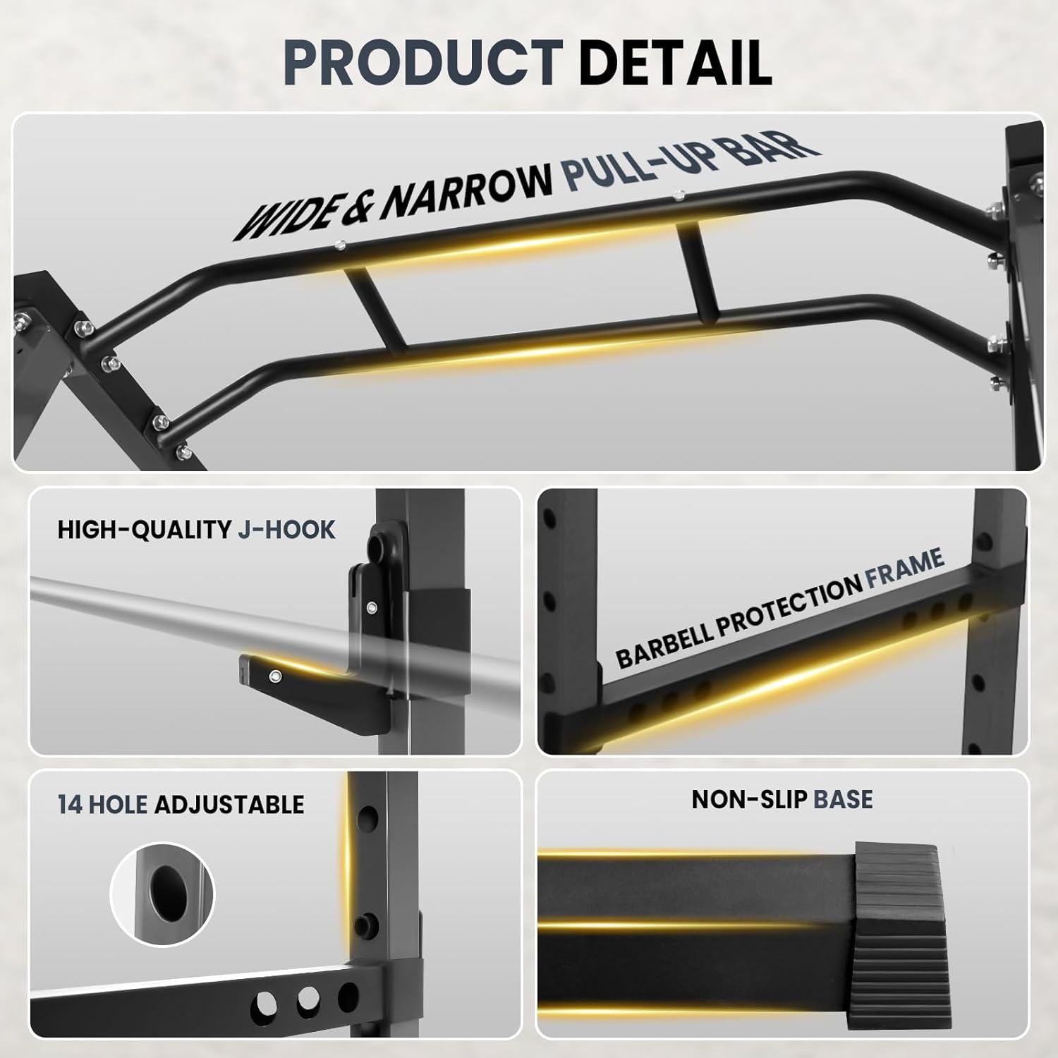 Squat Rack 1200LBS Power Cage Multi-Functional Power Rack with J-Hooks for Home Gym Strength Training