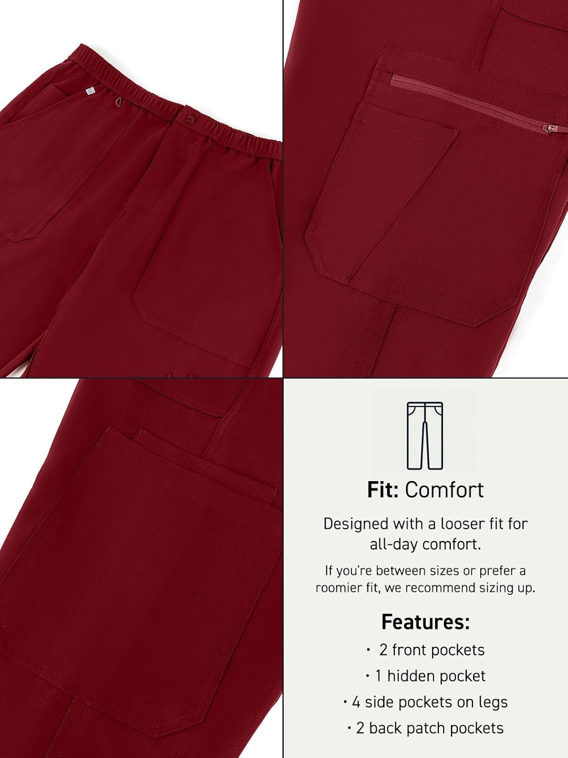 Peelz Kyle Cargo 9-Pocket Straight-Leg Scrub Pants for Men - Elastic Waistband, Soft Men’s Scrubs, Comfort Fit - Image 6