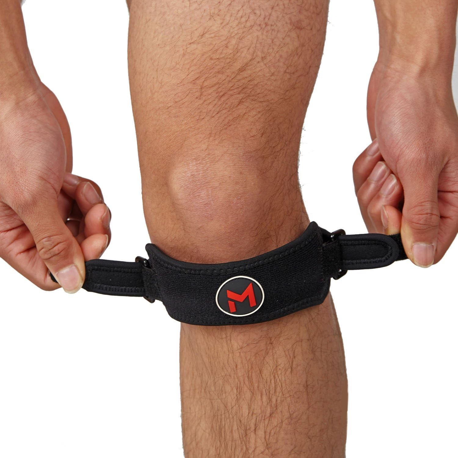 Motion Spirit Knee / Patella Support Brace w/ Gel / Rubber Cushion Compression Strap Pad – One Size Fits Most - 1 PCs