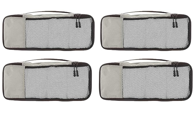 Granth Bag Packing Cube Travel Organizer for Men and Women Luggage Laundry Clothes Storage Pouch Bags,Grey,Polyester (Slim-4 Piece)