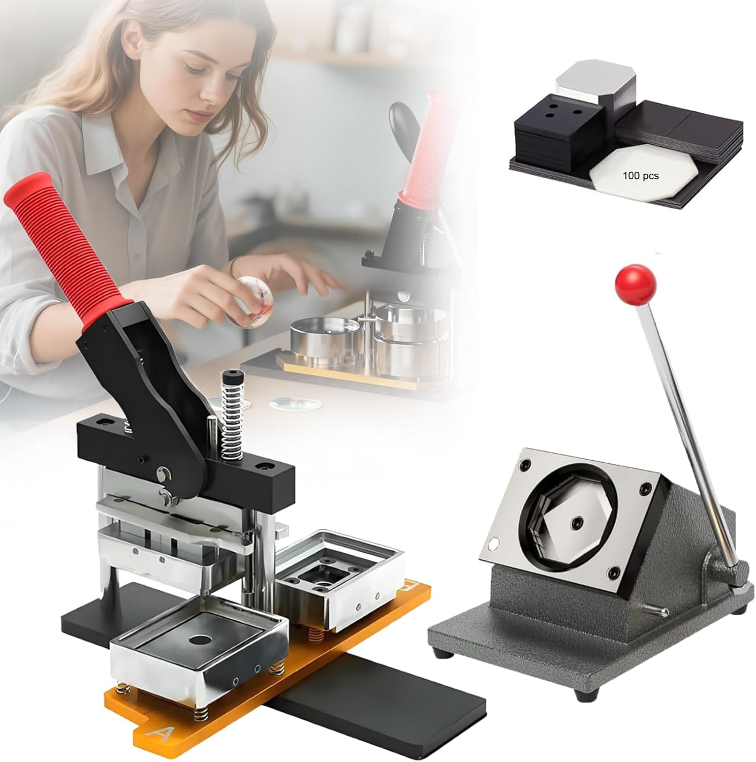 Craft Photo Magnet Maker Machine 2x2inch, DIY Refrigerator Sticker Press Kit with 100 Supplies, Build Personalized Memory Keepsakes EasilyMagnet Maker Machine Kit