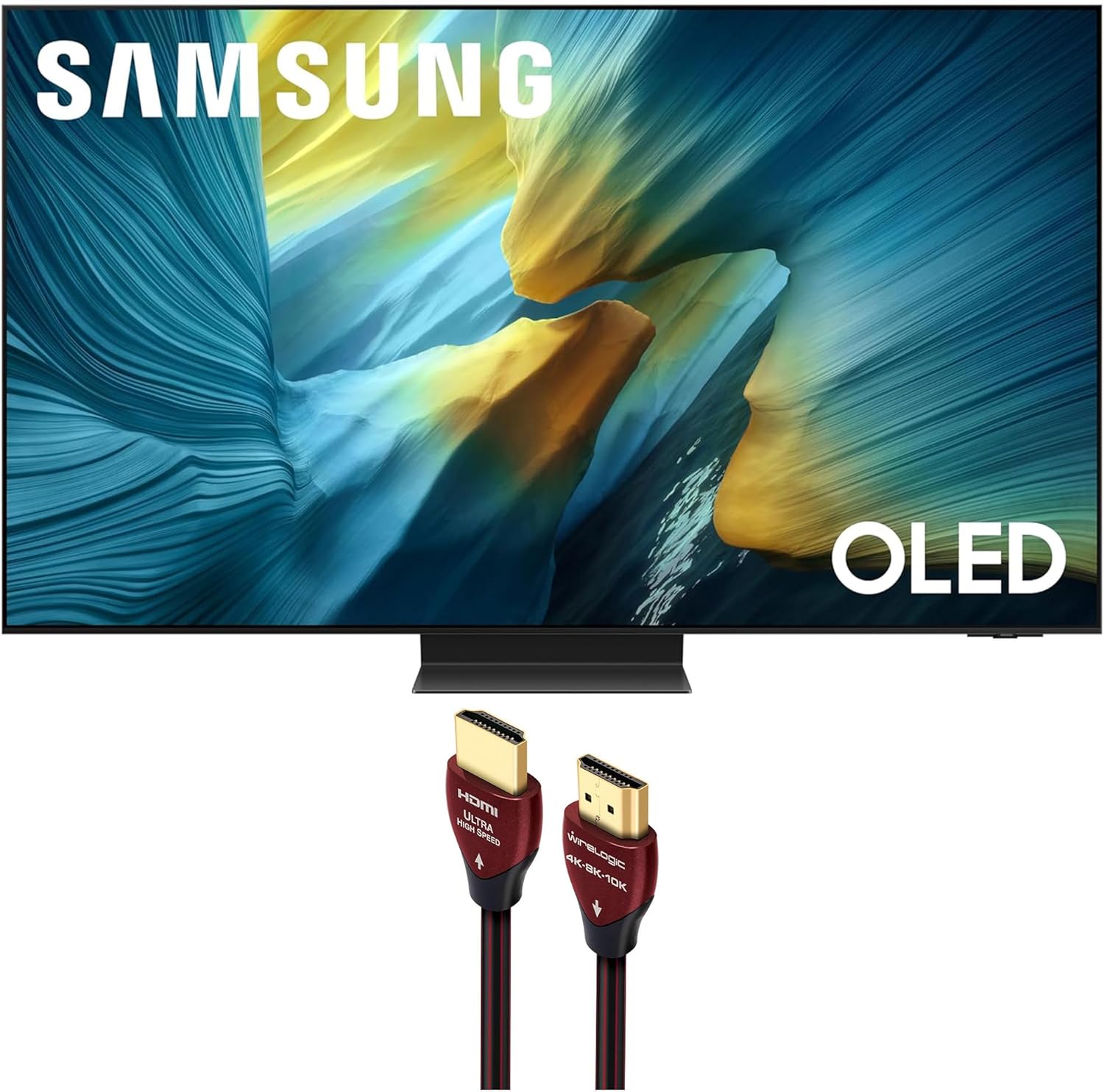 Samsung QN77S95FAFXZA 77 Inch OLED HDR Pro 4K Smart TV with a WireLogic Ruby 8ft Ultra High Speed 4K-8K-10K HDMI Cable (2025)