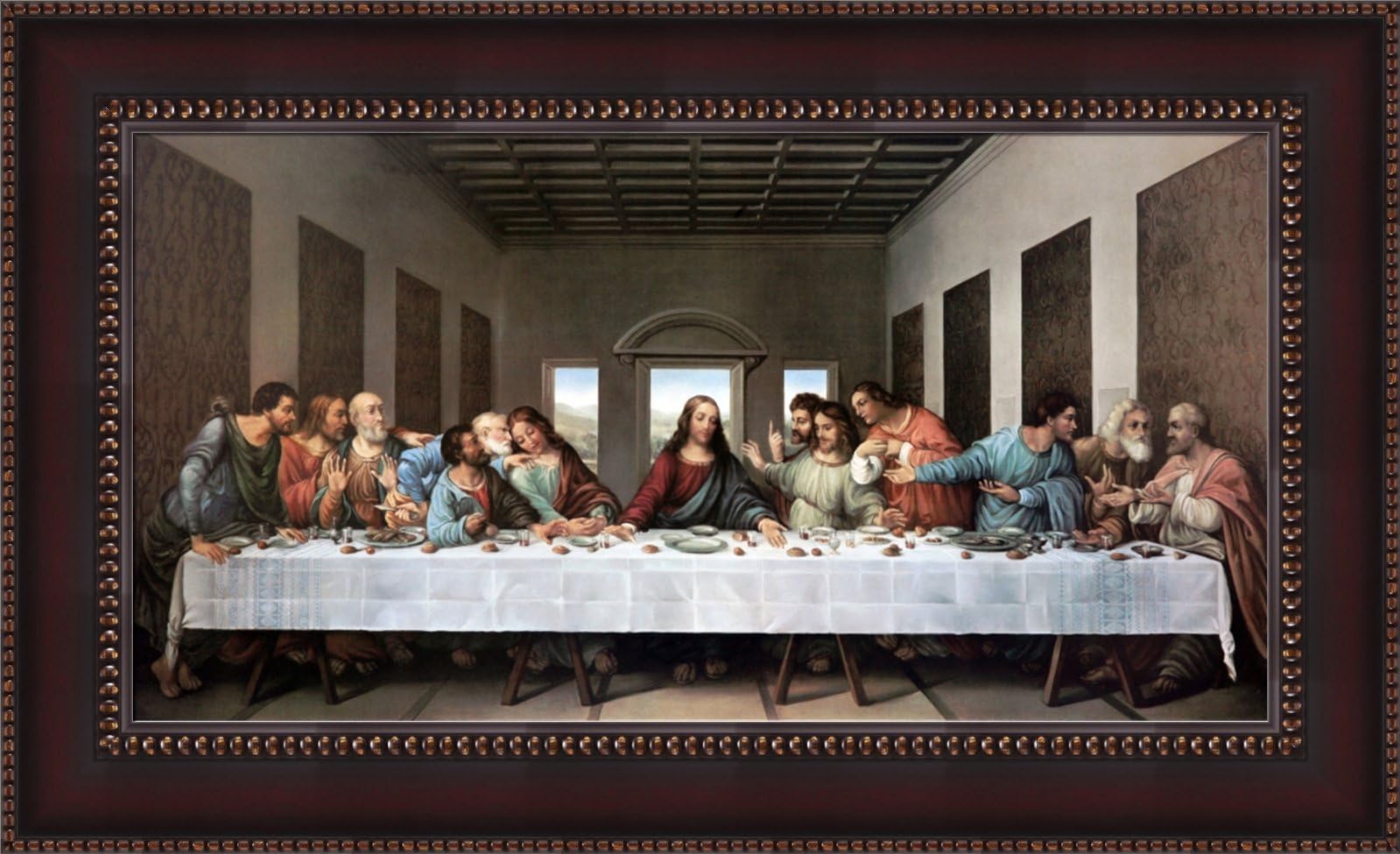 Leonardo da Vinci The Last Supper Mahogany Framed Canvas Giclee Print L21.75 x W35.75