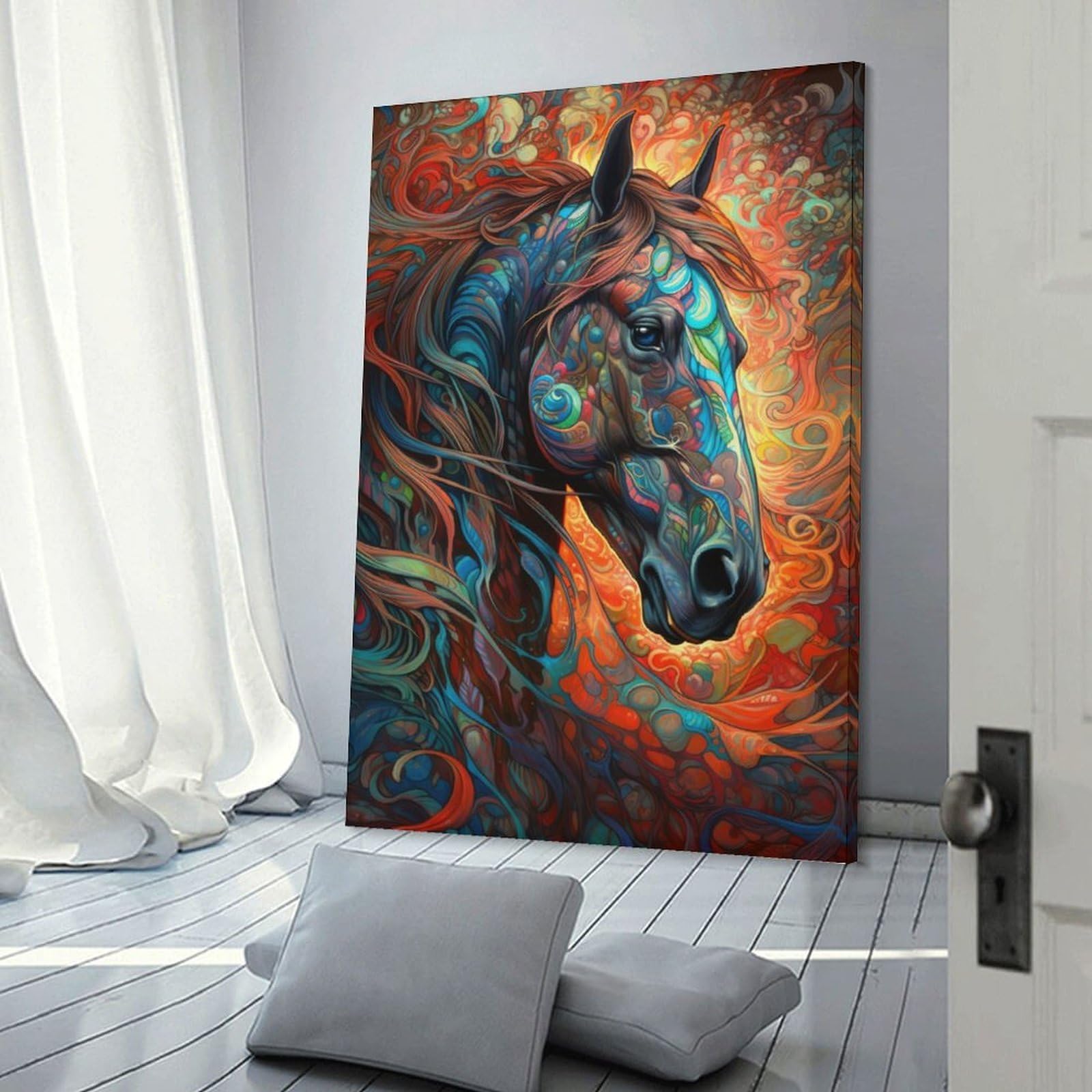 Junmoney The Beautiful Horse Home Decor Wall Art, 24x36inch(60x90cm), for Apartment Walls, Studios Or Work Areas, Decorative Canvas Decor for Home Updates