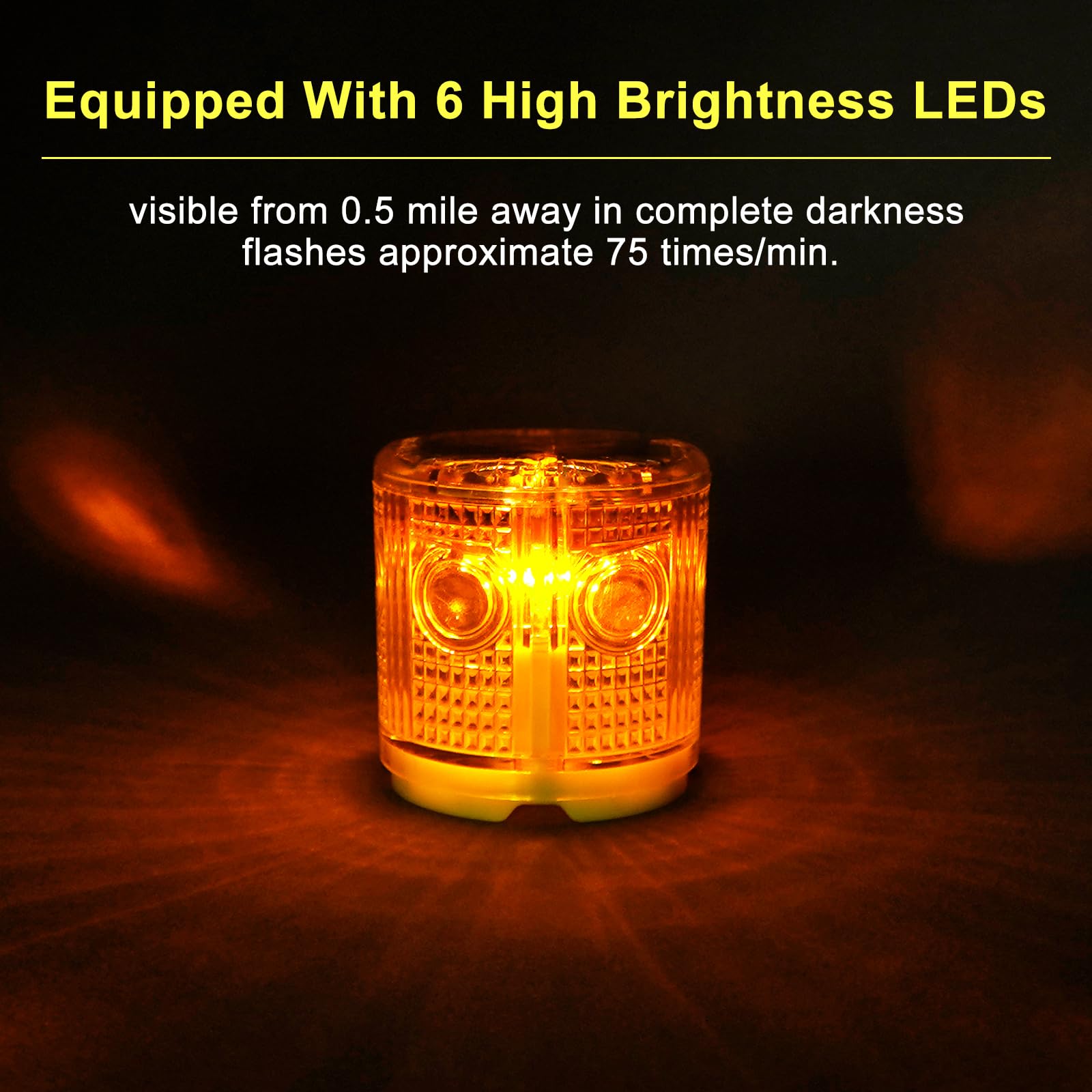 Aolyty Solar Warning Light, Waterproof LED Warning Lamp Super Bright Solar Safety Light With Switch For Construction, Traffic, Factory, Crane Tower, Dock, Marine (Red