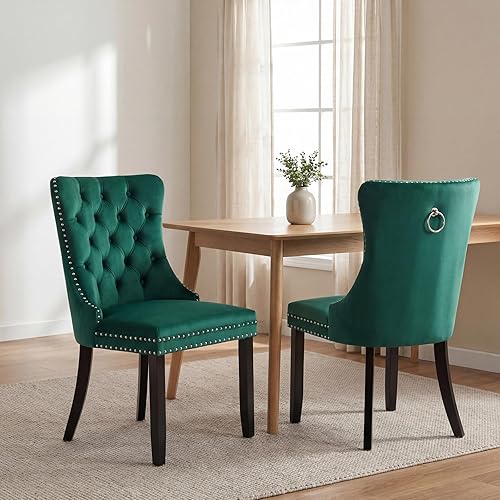 Miniatura 35 de Sillas de Comedor Juego de 4 sillas de comedor de terciopelo azul claro, Silla tapizada de tela para cocina y comedor, sillas de comedor modernas de