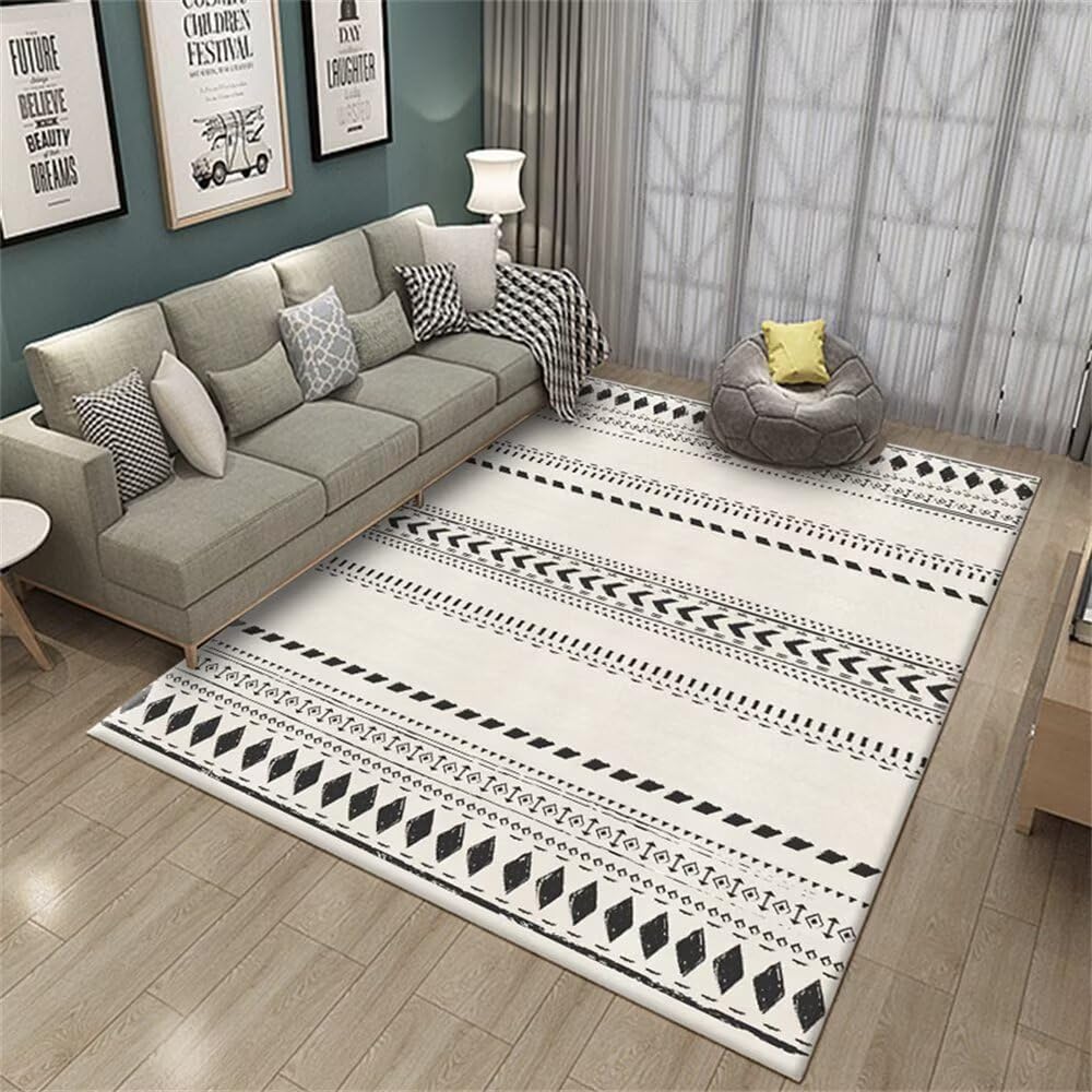 Tapis chambre bébé fille beige chemin couloir géométrique 130x200
