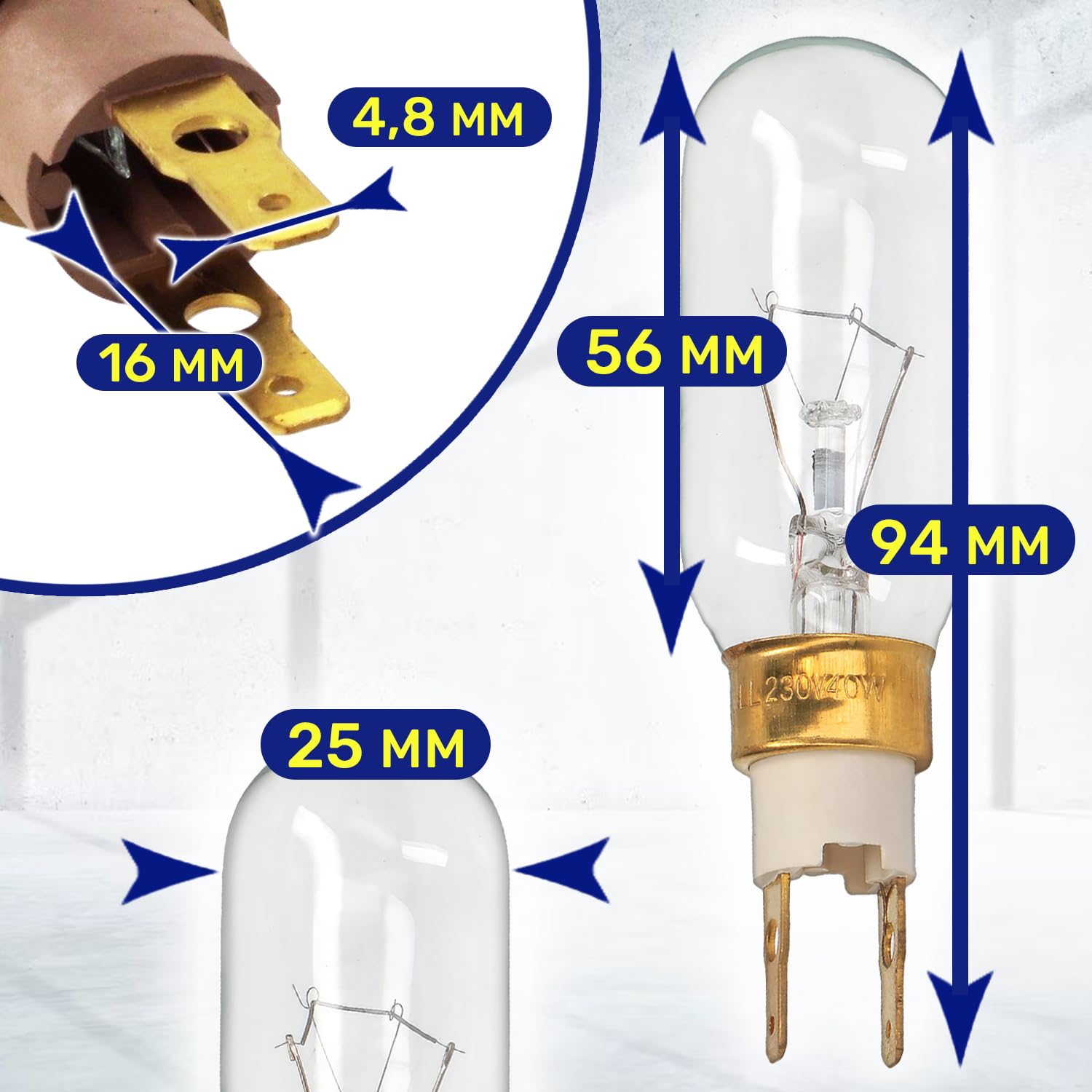 MONTERAL Bombilla para Frigorifico LFR133 230/240V 40W con Código Original 484000000986 para Whirlpool — view 2