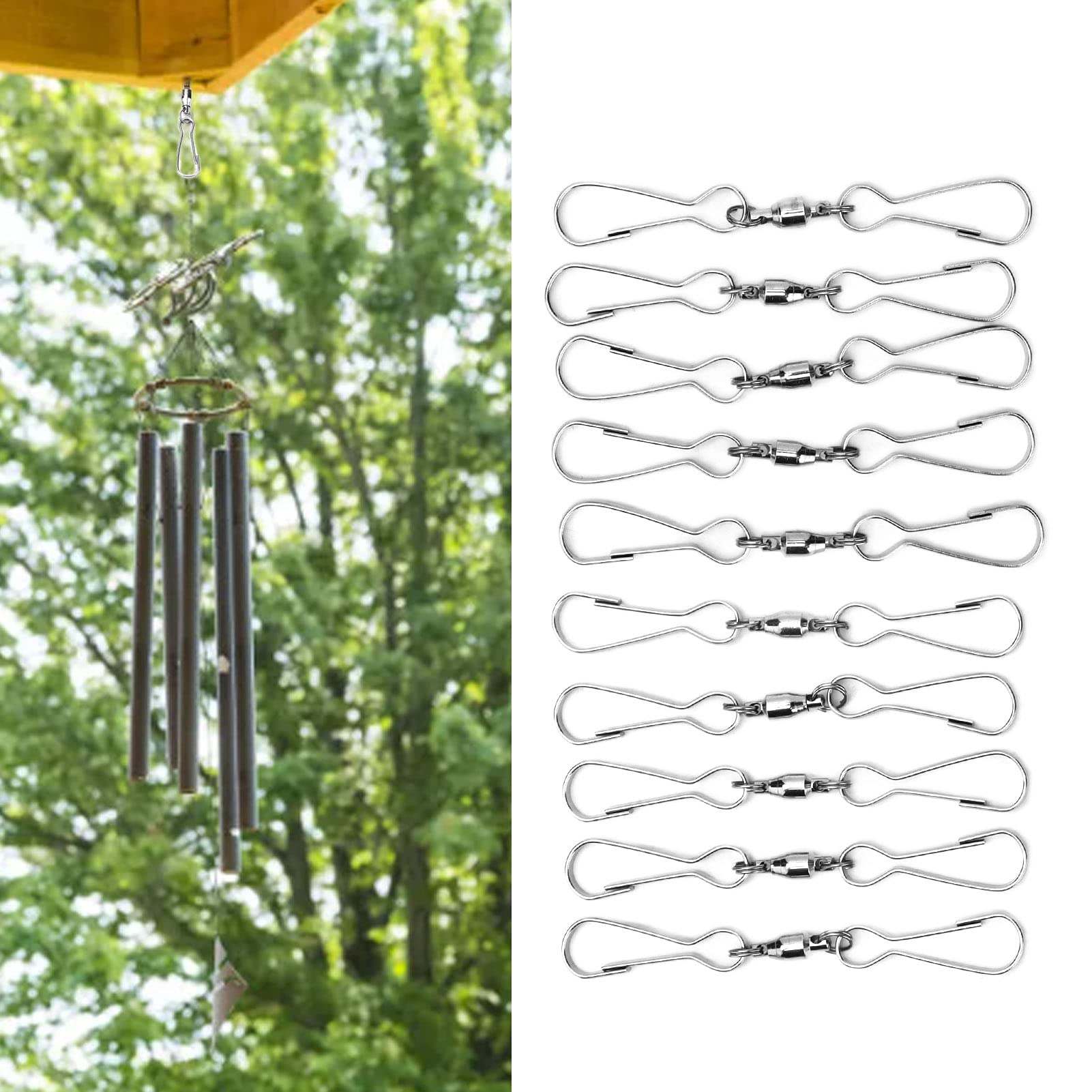 Qutsvosh Lot De 24 Crochets De Suspension Rotatifs En Acier Inoxydable Pour Suspendre Des Carillons à Vent