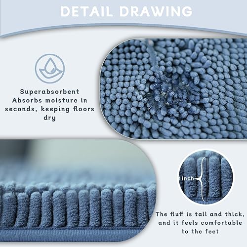 Miniatura 4 de Juego de alfombras de baño de 3 piezas, súper suaves y absorbentes, con alfombra de inodoro en forma de U, alfombra de baño de PVC fuerte en la