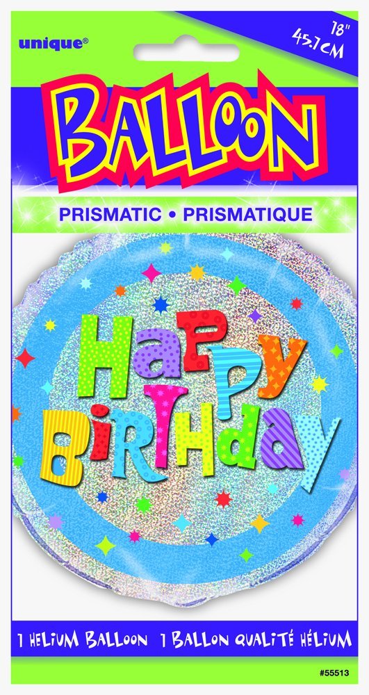 Palloncino In Foil 45 Cm A Forma Di Prisma Strambo - Scritta Happy Birthday - Unique Party