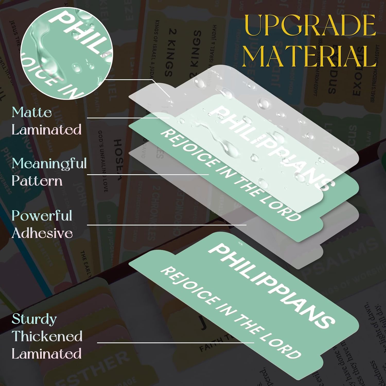 Bible Tabs with Delicate Cover, 75 Tabs with Chapter Titles and Summaries, Christian-Themed Stickers,Waterproof Laminated Bible Tabs,Bible Index Tabs,Bible Study Supplies(Boho) - Image 5