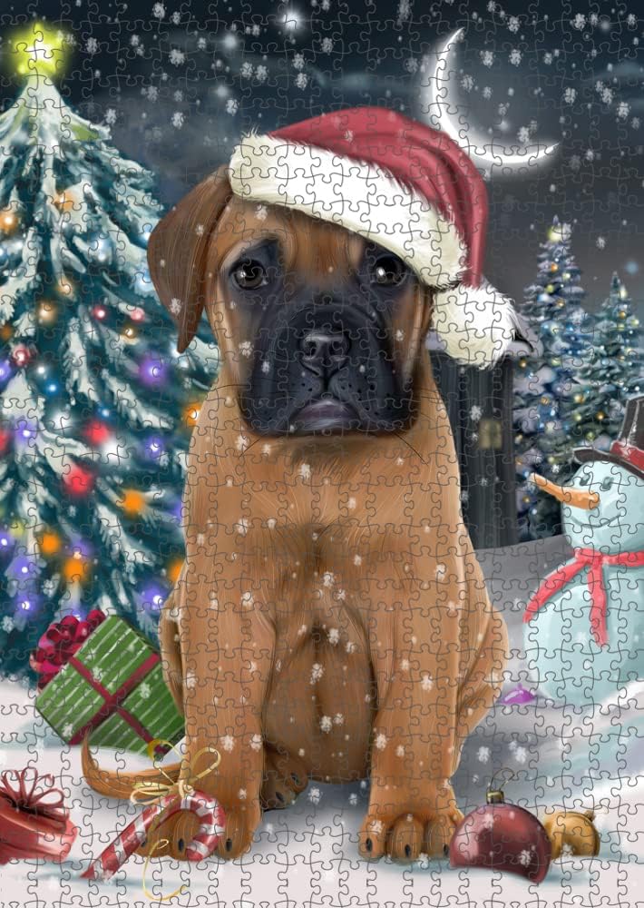Have a Holly Jolly Christmas Bullmastiffs Dog Jigsaw Puzzle for Adults - Animal Printed Interlocking Puzzle Game Artwork - Gift for Dog Lover's -1000 Pcs 29.5"x19.7", PZLE58579