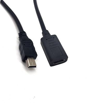 USB C to Mini USB Cable, USB Type C (USB-C) Female to Mini USB Male Adapter Converter Charging Cable 25cm/10 Inch (Typec Female/Mini Male)(Only for Charging)